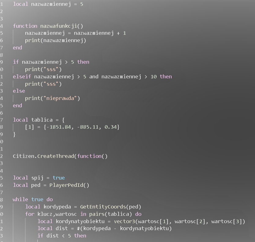 fragment kodu mojej gry w języku lua